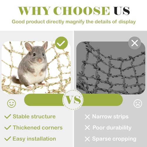 2 Packs Pet Bird Climbing Rope Net Small Animal Rope Net Bird Climbing Net for Rats Parakeet Cockatiel Cockatoo Conure African Grey Budgie (XS 7.87 * 7.87inch) - size: XS