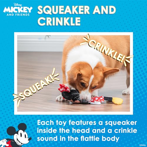 Disney for Pets Minnie Mouse Plush Squeaker Dog Toy, 13.5 Inch | Flattie crinkle body design, officially licensed Disney product, inspired by Minnie Mouse, playful design - color: Minnie Mouse Plush, size: 13.5 Inch