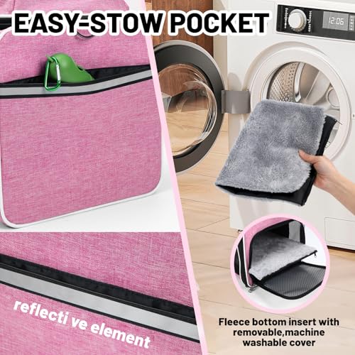 Top-Expandable Cat Carrier 18x11x11, United Delta American Airline Approved | Soft-Sided Small Dog Pet Carry Bag Travel Under-Seat in Cabin, Puppy Airplane Crate 10lbs TSA Plane Kitten Cage Kennel Pink - color: Pink
