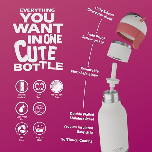 asobu Bestie Water Bottle, Cute Collectible Character, Leak Proof, BPA Free | 16 oz, Stays Cold 24 Hours, Double Wall Vacuum Insulation, Food Grade Stainless Steel, Spill Resistant, Great Gift Idea - color: SNOWMAN