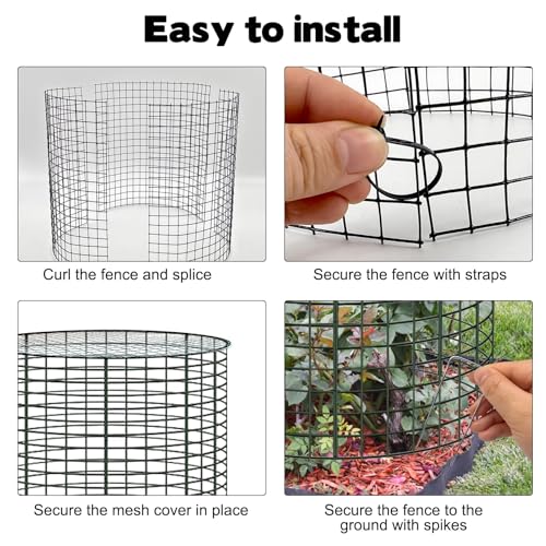 6 Sets of 24'' x 12'' Garden Plant Protectors from Animals with Detachable Covers, Metal Plant Cage Chicken Wire Cloche with Ground Stakes and Nylon Tie, Wire Plant Cage to Keeping Bunny Animals Out - size: 24x12Inch
