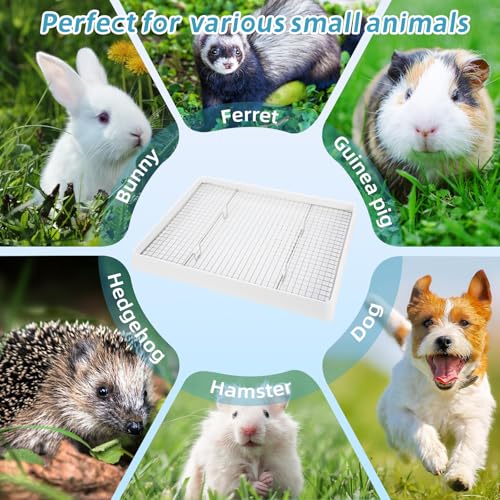 FHTONGE Extra Large Rabbit Litter Box Training Tray with Large Steel Grids | Low Entry Bunny Litter Pan, Rectangular Pet Toilet for Small Animal Rodent Guinea Pig Ferret Squirrel Opossum Sugar Glider - color: 0.6" Stee Grids + 0.4" PP Grids, size: 22x18x3