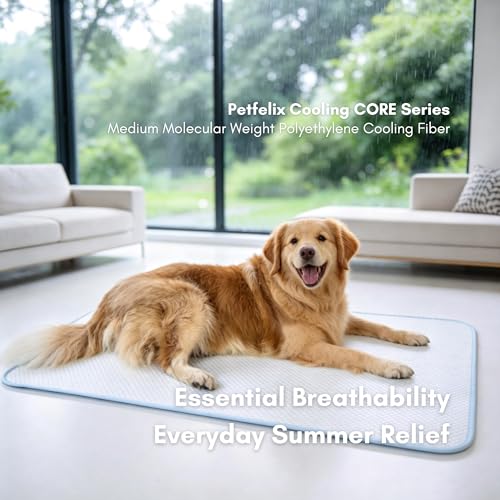 FrostEase Dog Cooling Mat, Cooling Dog Bed and Cooling Pad for Dog with Qmax 0.4 Yarn, Breathable 3D Airflow Layers, Machine Washable Non Slip Base for Pets, Blue, XL, 48"*28" - size: XL-48"*28"