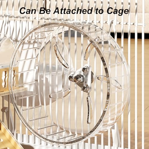 Hamster Wheel, Silent Running Exercise Wheel with Adjustable Stand for Hamster Guinea Pig Gerbil Hedgehog Small Animal Cage Accessories (Clear, 7.1inch) - size: 7.1inch