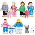 ONEST 11 Pieces Wooden Dollhouse Family Set Mini People Figures Sets Dollhouse Dolls Wooden Doll Family Pretend Play Figures Accessories for Pretend Dollhouses - style: Vivid Style