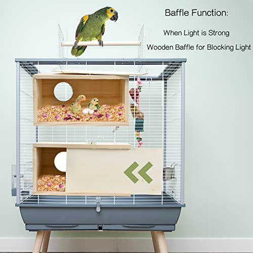 Parakeet Nesting Box Cockatiel Nesting Natural Pine Bird Nest Bird Breeding Box House Acrylic Transparent Bird Box with Detachable Wooden Board for Lovebirds Cockatiel Budgie Conure Parrot L - size: L(10.6*5.9*5.9inch)