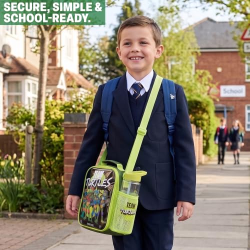 Get Trend Teenage Mutant Ninja Turtles Boys Lunch Box 3Pc Set | Kids Insulated Lunch Bag with BPA-Free Water Bottle and Bento Box, Back to School Gifts for Boys - color: Green/Black TMNT