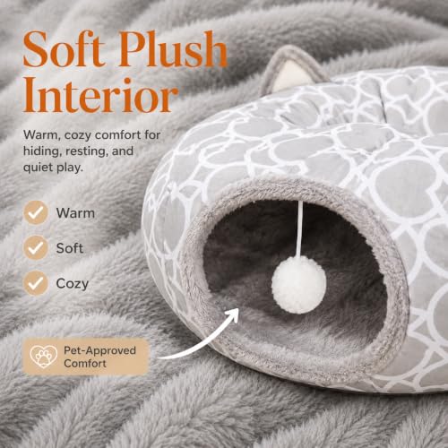 Geometric Cat Tunnel Bed Under Christmas Tree Oxford Outside with Plush Inside,Cats Toys Collapsible Tunnel Tube with Balls, for Rabbits, Kittens, Ferrets,Puppy 3FT - size: Big Tunnel Bed
