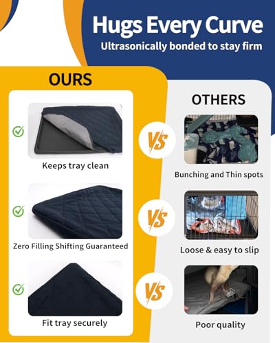 C-LIGHT Ferret Cage Liner, for Ferret Nation & Critter Nation Cage, 4-Layer Absorbent Pad with Ultrasonic Welding, Chinchilla Cage Accessories kit, Anti-Leak, Odor Control (Bottom PAN Liner) - size: Bottom PAN Liner