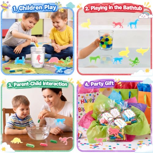 Gejoy 8 Pack Water Growing Capsules for Kids Water Animals Capsules Magic Dinosaur Unicorn Sea Creature Bath Toys for Party Cognition Sponge Pills Bath Expanding Foam (Animal)