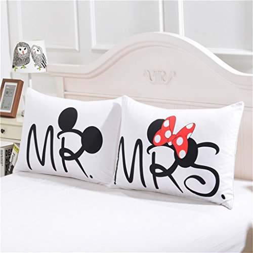 Microfiber Reversible Mickey Mouse Mr/Mrs Couples Duvet Cover 2PCS Bedding Set with Zipper Closure - Ultra Soft Lightweight and Easy Care, Twin - color: White2, size: Twin