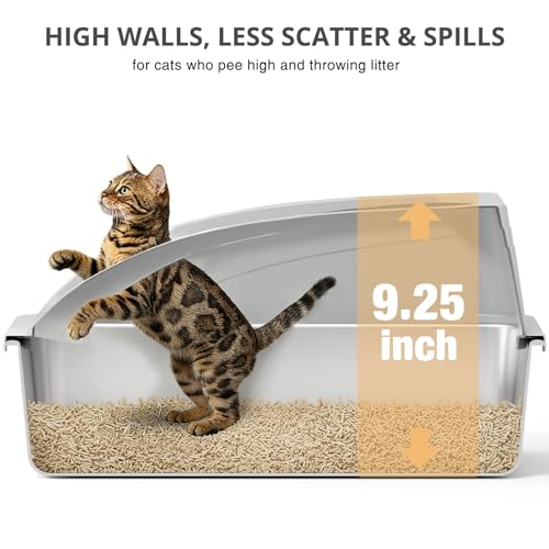 Stainless Steel Cat Litter Box with Lid, Metal Kitty Litter Box with Scoop, Non-Stick Base, Easy to Clean for Cat, Rabbit, Guinea Pigs and Hamsters - Gray - color: Grey