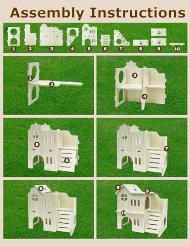 Hamster Hideout Cage Accessories - Hamster House and Habitat Wooden Hide Hut with Climbing Ladder for Dwarf Gerbils and Mouse Mice Rat Other Small Animals etc.
