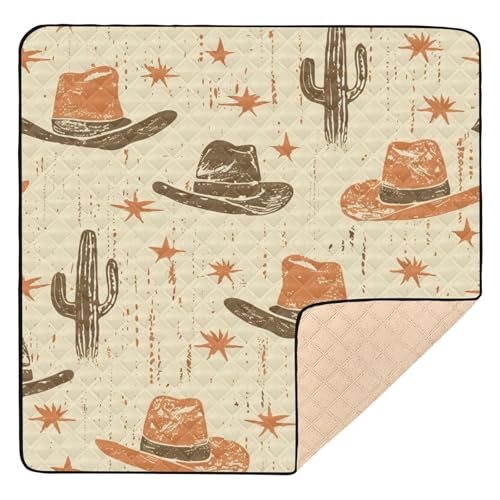 Baby Play Mat Desert Cowboy Hat and Cactus 50 x 50 Playpen Baby Mats for Floor Play Gym Crawling Mat Non-Slip Cushioned Playmat for Infants, Babies, Toddlers - color: Multi 16