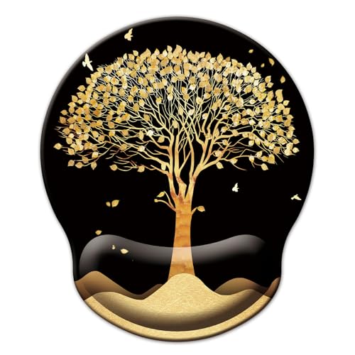 Mouse Pad with Wrist Support, Ergonomic Mouse Pad with Memory Foam Wrist Rest Cushion, Non-Slip Rubber Base Gaming Mice Pad for Home Office Computer Laptop, Tree - color: N-tree