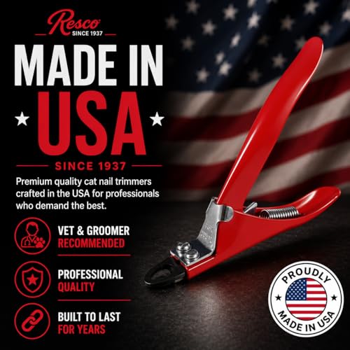 Original Cat Nail Clippers – USA-Made Professional Feline Claw Trimmer, Heavy Duty Steel – Red - style: Original