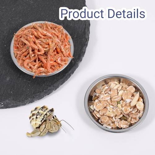 4 Pack Hermit Crab Food and Water Bowl, Small Stainless Steel Reptile Feeding Dish Bowl Mini Feeding Dishes for Hermit Crab Lizard Gecko Bearded Dragon Chameleon (2" W x 2" D x 0.4" H)