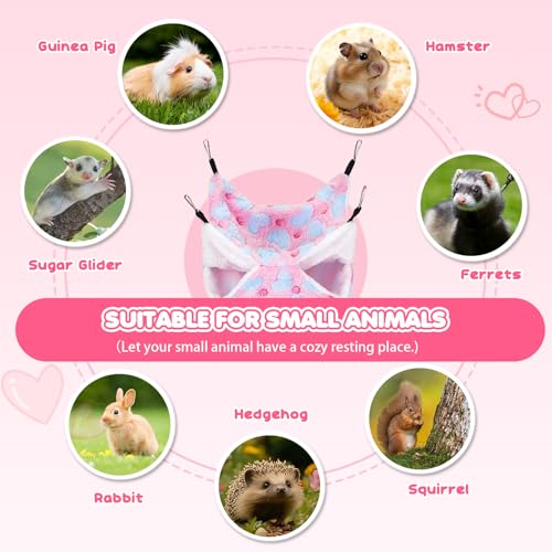 YedsIntu 3 Pcs Guinea Pig Hammock, Rat Ferret Hamster Hanging Hammock Guinea Pig Accessories for Small Animals Chinchilla Parrot Sugar Glider Ferret Squirrel (11"×11") - color: Purple, Gray, Pink