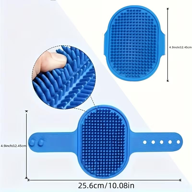 1pc Pet Bathing Brush With Adjustable Circular Handle, Non-Slip Grip, Soft Silicone Bristles for Dog & Cat Grooming, Shampooing, Massaging - Ideal for Bathing, Blue