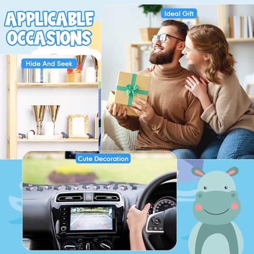 Honoson 12 Pcs 3D Printed Animals 5-7cm, Hippo | Articulated Fidget Animals, Flexible 3D Printed Figures for Stress Relief, Cute Mini Joints for Party Favors and Display - size: 5-7cm, style: Hippo