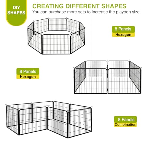 BestPet Dog Playpen 24 Inch 8 Panels Heavy Duty Metal Pet Exercise Pen Indoor Outdoor Without Door Fence Panels Anti-Skid Expandable Design - style: 8 panels-without door
