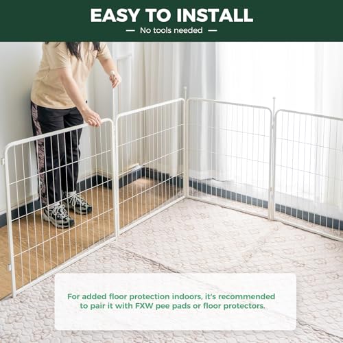FXW Rollick Dog Playpen, Indoor, Yard & RV Camping, 32" H, 16 Panels | Easy setup, Heavy-duty, DIY layouts, for Small & Medium Dogs, Patented - color: White, size: 32"H