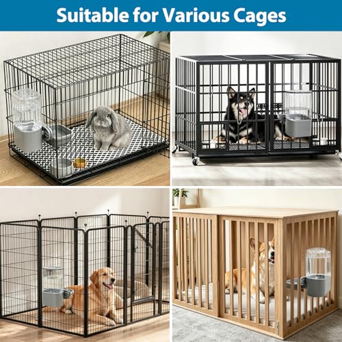 Lemtrflo 55oz Rabbit Water Dispenser, Dog Crate Cage Gravity Water Bottle | Can Be Used for Various Types of Cages / a Water Bowl With a Filter Plate Can Filter Hair and Keep the Water Cleaner