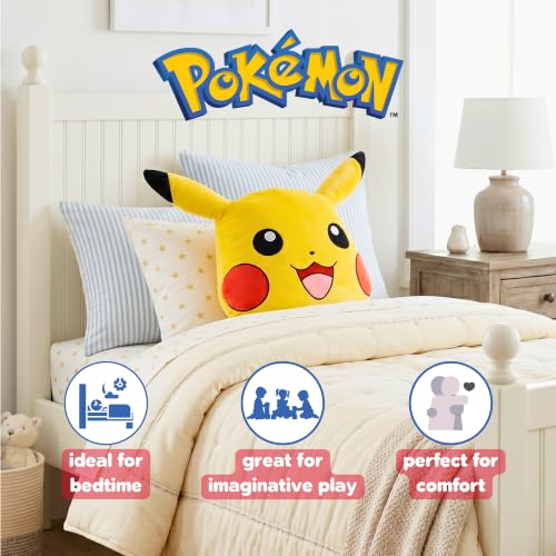 Pokemon Pikachu Kids Soft Plush 16" Cuddle Pillow, Officially Licensed, By Franco - color: Pokemon Pikachu