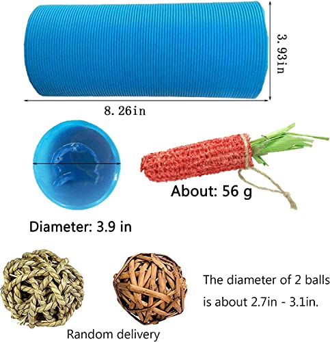 Collapsible Pet Tunnel 2 PCS Hamster Fun Tunnels | Plastic Foldable Hideaway, Exercising Training Tube Toys for Dwarf Hamster, Gerbil, Mouse, Rat and Ferrets - color: Blue