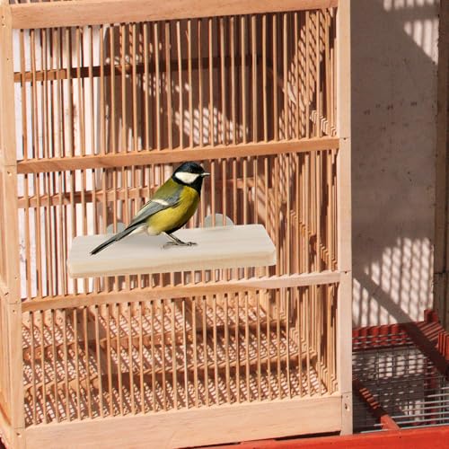 2PCS Bird Perch Platform Flat, 5.9 × 3.14 Inches Bird Cage Platform Birds Perch Stand Platforms Rectangle Stand Perches Shelf with Stainless Steel Washers for Cockatiel Rat Hamster Guinea Pig Conure