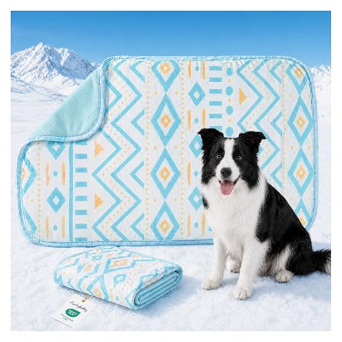 Cooling Mat for Dogs,Stylish Patterns,Self Cooling Indoor Outdoor | Instant Cooling,No Gel,100%Non-Toxic,Claw-Proof,Anti-Slip,Washable,for dog creat,dog bed,Bohemia L - color: Bohemia, size: 35"x28"(Large)