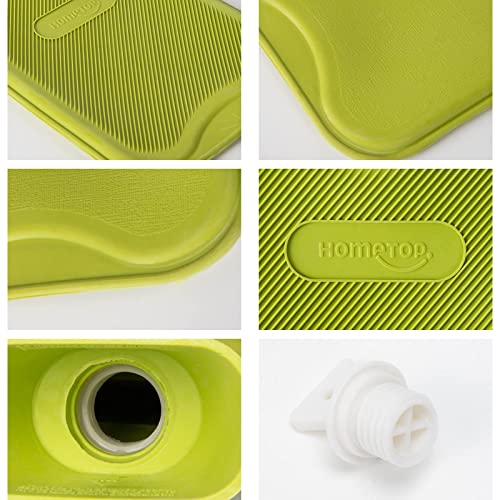 HomeTop Premium Classic Rubber Hot Water Bottle with Triceratops Cover | Natural rubber hot water bottle,Long-lasting heat retention,Snuggly all-night warmth - color: Green/Triceratops