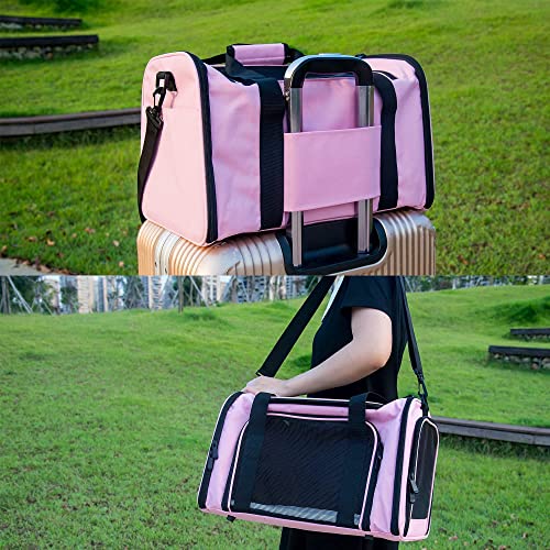 Soft Sided Carrier for Small Medium Cats Dogs,Removable Pad Collapsible Travel Pet Carrier Large Pink - color: Pink, size: 20.0"L x 13.0"W x 13.0"H
