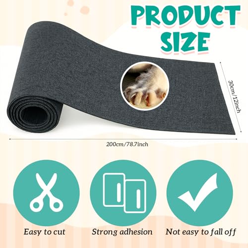 12" x 6.56' Rabbit Scratch Mat, Self Adhesive Bunny Pad, Dark Gray | Cuttable Claw and Teeth Care Rabbit Mat Bunny Rug Chew Toys for Cage Small Animal Scratching Rug for Biting Sleeping Nesting - color: Dark Gray, size: 12 Inch X 6.56 ft