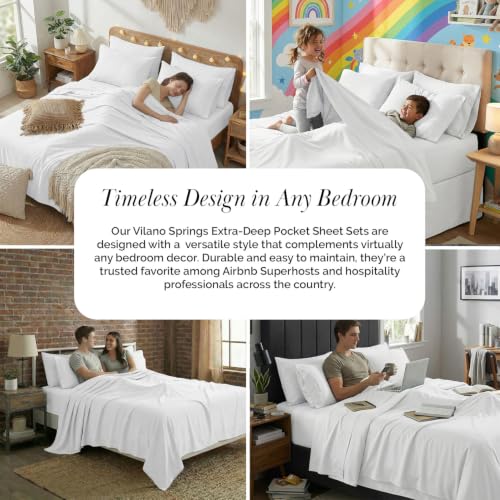 Southshore Fine Living, Inc. 4 Piece Twin XL Sheets Set - 21 Inch Extra Deep Pocket Bed Sheets Set with 2 Pillow Cases - Ultra Soft Microfiber Pet Hair Resistant Bedding Twin XL Size - White - color: 01 - White, size: Twin XL