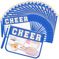 Kacctyen 20 Pcs Blue Chenille Letter Cheer Bags Bulk Cheerleader Clear Makeup Bags Snacks Pouch Bulk Preppy Patch Cosmetic Pouch with Wrist Strap Zipper for Travel Team Cheerleaders - color: Blue
