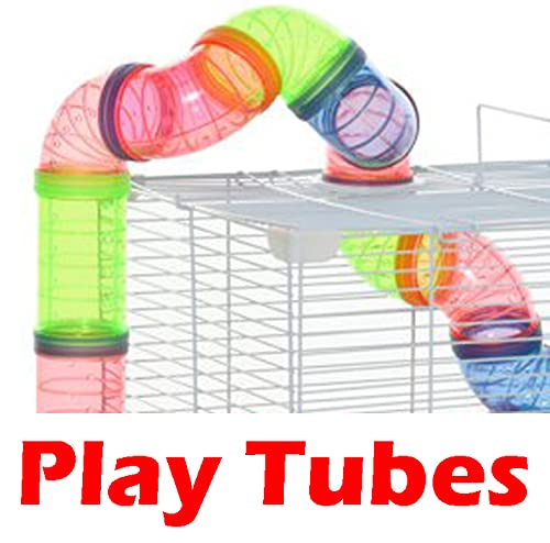 Pink 2-Levels Habitat Hamster Home Rodent Gerbil Mouse Mice Rat Wire Cage with Complete Set of Accessories Expansible and Customizable Hide House Exercise Running Wheel Food Bowl Water Bottle - color: Pink, size: 18"L x 12"W x 15"H | 2-Floors