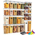 32pcs Airtight Containers, Clear Stackable Dry Food Storage | 32pk clear airtight containers with tight lids keep dry food fresh. Safe plastic, stackable for pantry kitchen storage - size: 32 pcs(47.6L)