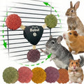 Bunny Hay Spinner Chew Toy with Treats | 4Flavor Hay Cakes,Pet Dental Health Toys Cage Hanging Toy for Rabbits, Guinea Pigs,Chinchillas (Black)