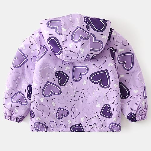 Happy Cherry Toddler Boy Girl Fleece Lined Jackets Waterproof Hooded Windbreaker Coat for Winter Fall 2023 - color: Thick Purple, size: 5T