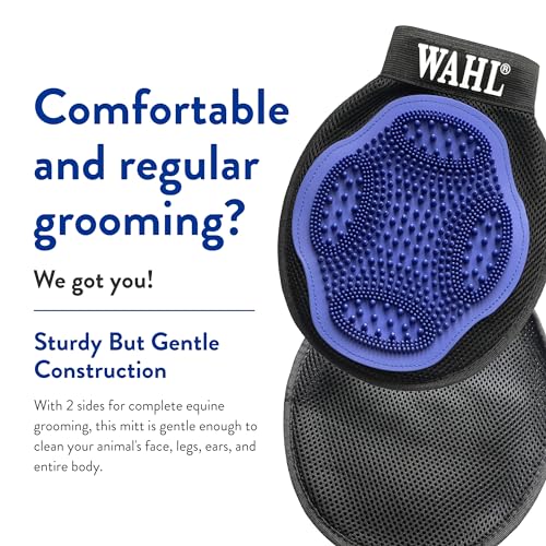 WAHL Professional Animal Equine Grooming Mitt - Flexible Rubber Brush for Horse Care