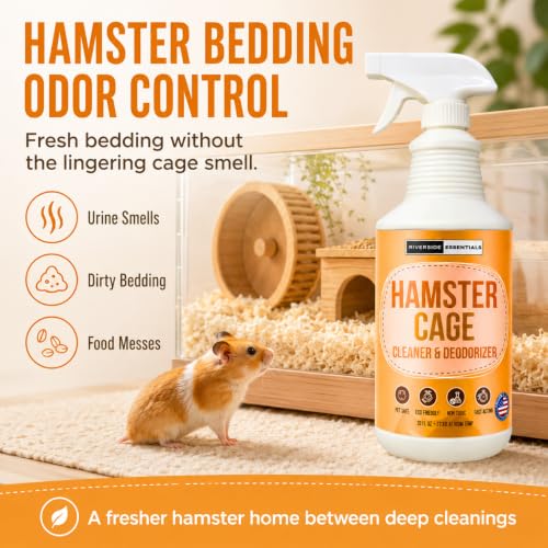 Hamster Cage Odor Eliminator & Cleaner Spray, 32oz – Made in USA | Eliminates urine odors and everyday messes in hamster cages and habitats with a pet-safe formula.