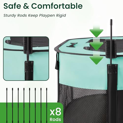 Love's Cabin Medium Dog Tent Crate, Portable Foldable Pop Up Dog Kennel Playpen with Carrying Case (Green) - color: Green, style: Medium