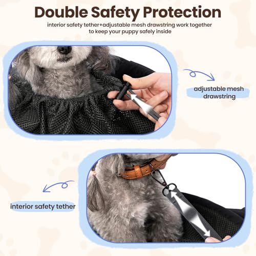 Dog Sling Carrier for Small Dogs & Cats,Pet Carrier Sling Bag with Adjustable Straps,Comfortable & Secure Travel Crossbody Bag for Puppies Up to 19lb,Airline Approved pet Carrier (Black) - color: Black