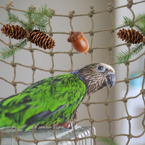 Parrot Climbing Net Jungle Fever Rope Small Animals Toys for Parakeets Lovebirds Finch Budgerigars Conure Cockatiel (L 24" x 24") - size: L 24" x 24"