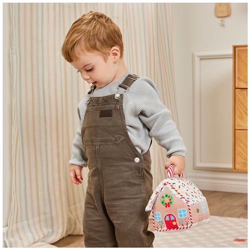 GUND Baby Play Soft Collection, My First Gingerbread House 5-Piece Playset with Rattle, Squeaker and Crinkle Plush Toys, Sensory Toy for Babies, 7.5” - style: Gingerbread House