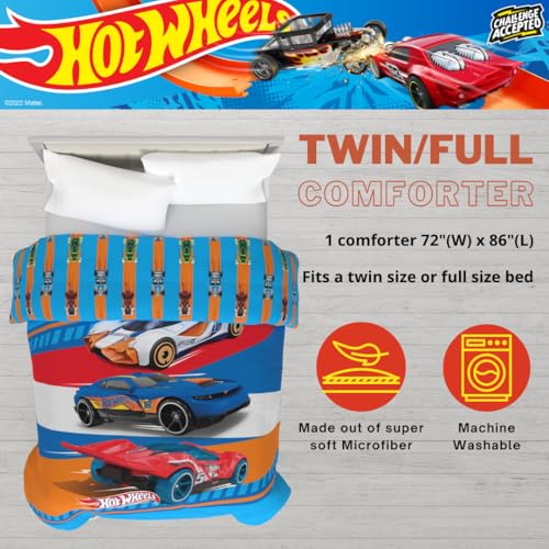 Franco Kids Bedding Super Soft Microfiber Reversible Comforter, Twin/Full, Hot Wheels - color: Hot Wheels, size: Twin/Full