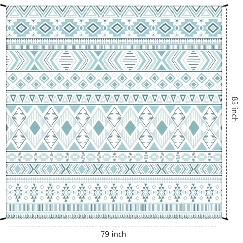 WIWIGO Beach Blanket Mat Waterproof Sandproof for 2-8 Adults Quick Drying | Extra Large, For 2-8 Adults,Windproof, Outdoor Picnic Mat, Beach Accessories Must Have,Gifts, for Travel, Camping, Hiking - color: Boho Style Green, size: 79" X 83"（1-4person）
