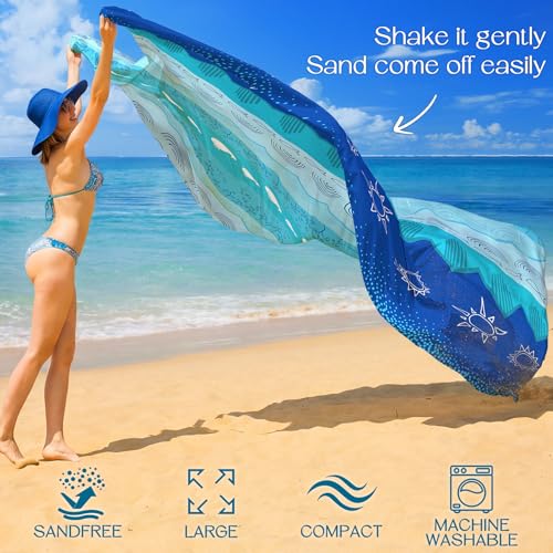 BYDOLL Beach Blanket Waterproof Sandproof,78''X81''/78''X110'' Large Sand Free Oversized Lightweight Sand Resistant Blanket, Picnic Mat for Beach Travel Camping Hiking Essentials - color: Boho Sea, size: 78''X81"