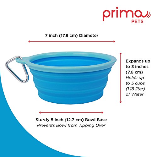 Prima Pet Collapsible Silicone Water Travel Bowl with Clip for Dog and Cat, Portable and Durable Pop-up Feeder for Convenient On-The-go Feeding – Size: Large (5 Cups) Aqua – 2 Pack - color: AQUA, size: LARGE (5 CUPS) - 2 PACK